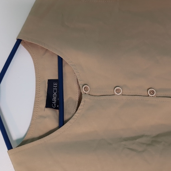 🍁Garoche Mode Yellowish/Tan Button-Up Tank Ptp 18.5 - Picture 2 of 3